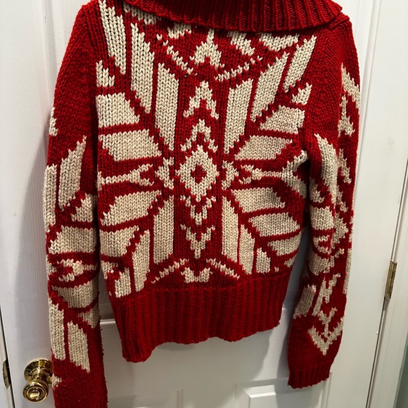 Vintage American Eagle Outfitters Red and Cream Cardigan - Picture 2 of 5